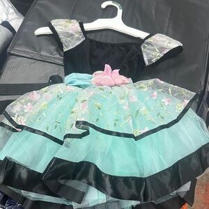 Floral Embroidered Dress with Black Bodice